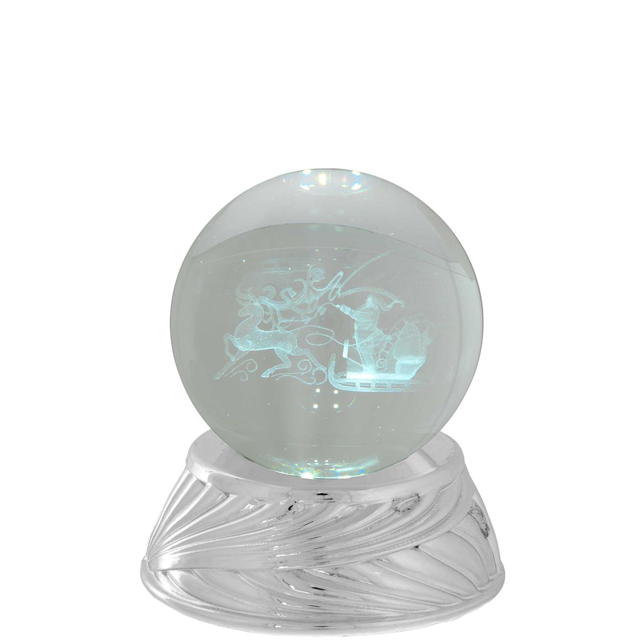 SFERA IN CRISTALLO D. 6 SU BASE ARGENTO CON LED - SLITTA